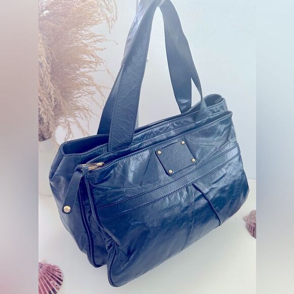 Marc Jacobs Midnight Blue Leather Tote Chic Everyday Carryall - Picture 11 of 11